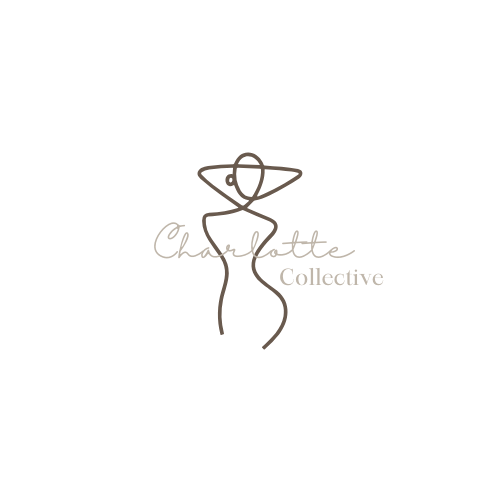 A silhouette of a woman containing the name of the brand Charlotte Collective in cursive and modern typography.